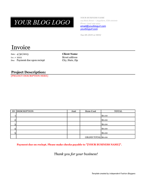 invoice template download