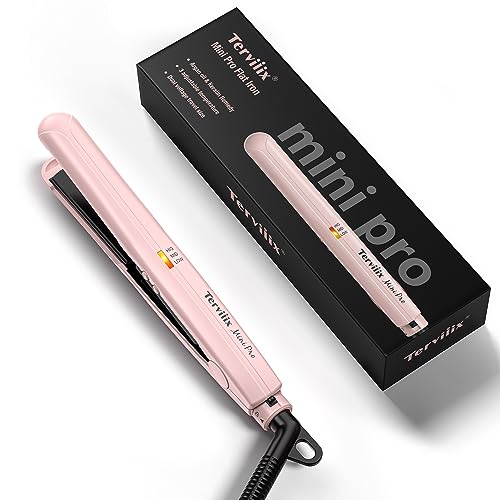 Terviiix Mini Flat Iron Hair Straightener, Adjustable Temperature, Travel-Size, 1/2'...