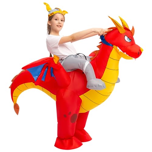 Spooktacular Creations Inflatable Costume Riding a Fire Dragon Air Blow-up Deluxe...