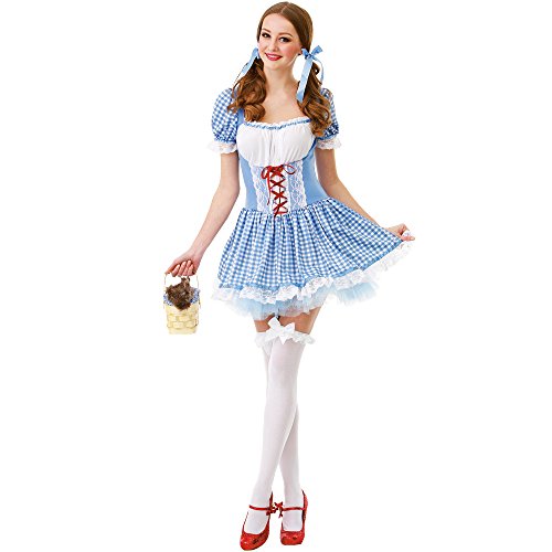 Kansas Belle Women's Halloween Costume Sexy Dorothy of Oz Blue Checkered Dress Small