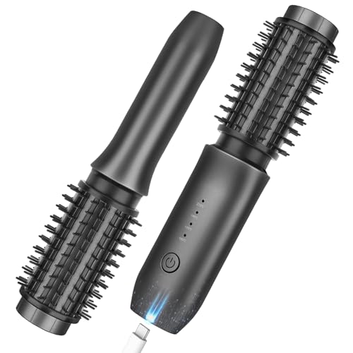 Cordless Curling Iron Brush, 2024 New Portable Travel Curling Iron Mini Brush for...