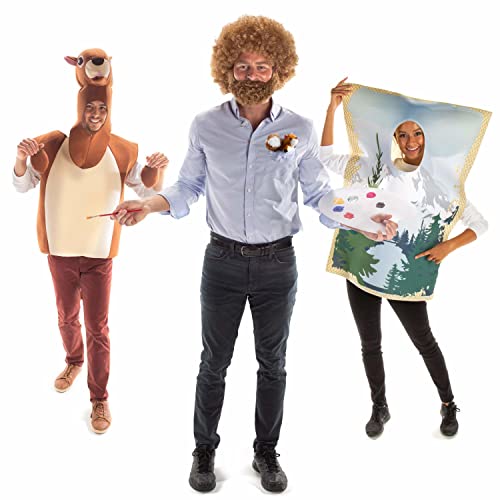 80s Painter, Happy Little Painting & Squirrel Friend Halloween Group Costume