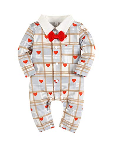 bilison Baby Boy Valentines Day Outfit Gentleman Bowtie Tuxedo Suit One Piece Romper...