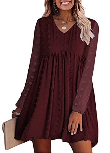 KIRUNDO Valentines Dress for Women 2024 Spring Summer Long Sleeve Mini Dress V Neck...