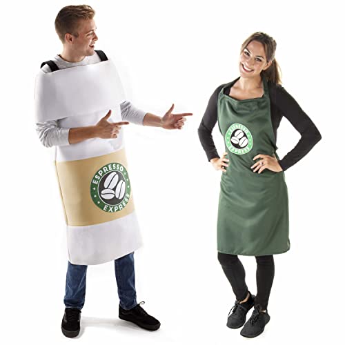 Barista Apron & Latte Coffee Cup Halloween Couples Costume - Funny Adult Outfits