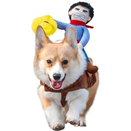 NACOCO Cowboy Rider Dog Costume for Dogs Clothes Knight Style with Doll and Hat for...