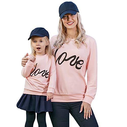 PopReal Mommy and Me Outfits Love Heart Valentine's Day Shirt Long Sleeve Pullover...