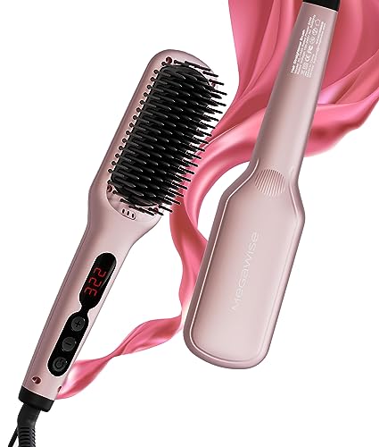 Hair Straightener Brush, MegaWise Hair Straightening Comb for All Hair Types with...