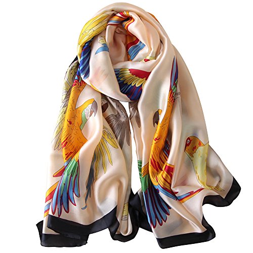 NUWEERIR Womens 100% Large Mulberry Silk Scarf Long Satin Scarf Fashion Designer...