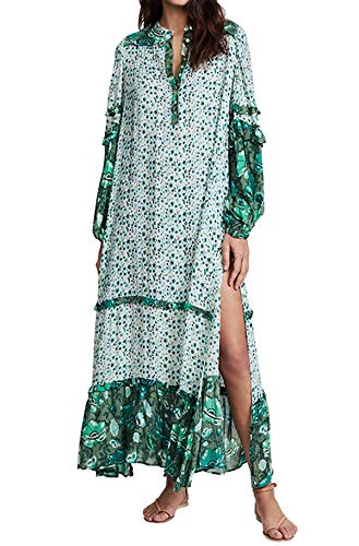 R.Vivimos Women's Long Sleeve Floral Print Bohemian Maxi Dresses with Slit (XL,...