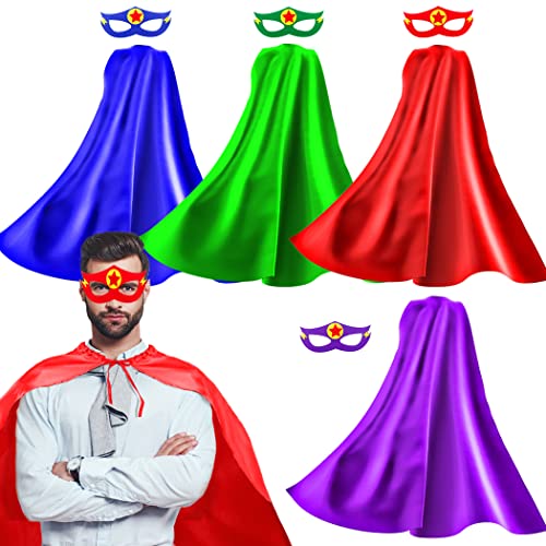 iROLEWIN Superhero Capes for Adults and Masks, 4 Pack Super Hero Capes Costume for...