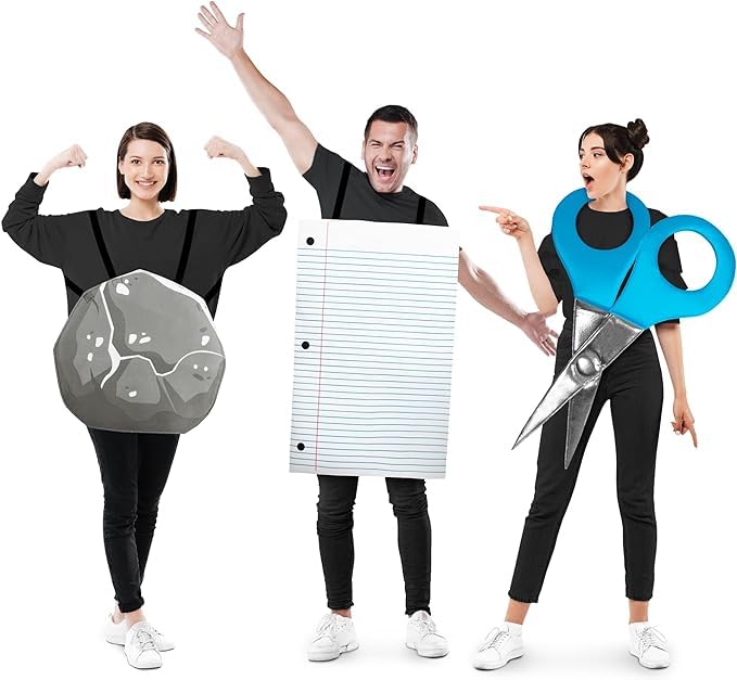 Rock Paper Scissors Costume, Family Halloween Costume for 3-4 People, Funny Trio...