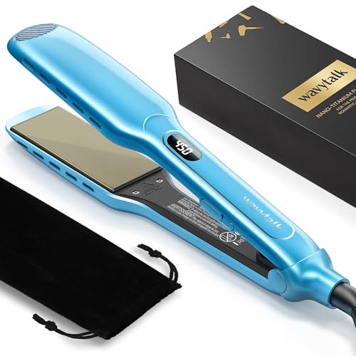 Wavytalk Hair Straightener, 1.7 Inch Wide Titanium Wet to Dry Flat Iron for Hair,...