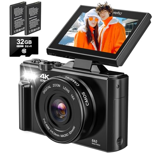 4K Digital Camera - Digital Cameras for Photography - 64MP Vlogging Camera for...