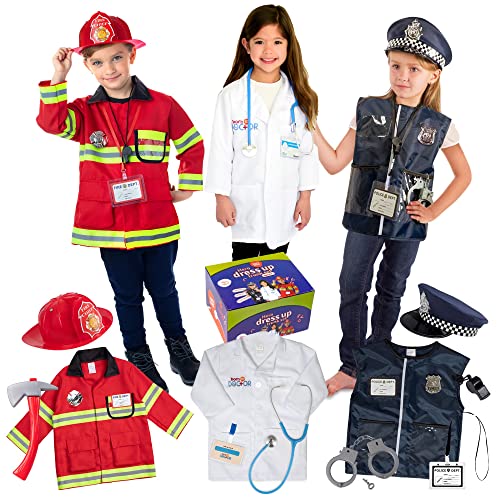 Born Toys Premium 16pcs Costume Dress up Set for Kids Ages 3-7 Fireman,Police...