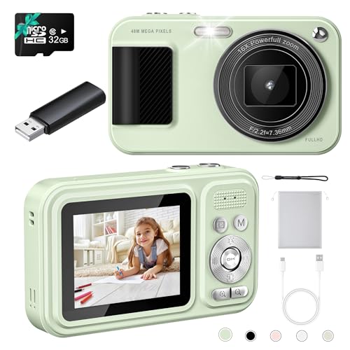 JVSCAM Digital Camera, Autofocus 48MP Point and Shoot Digital Cameras, FHD 1080P Kids...