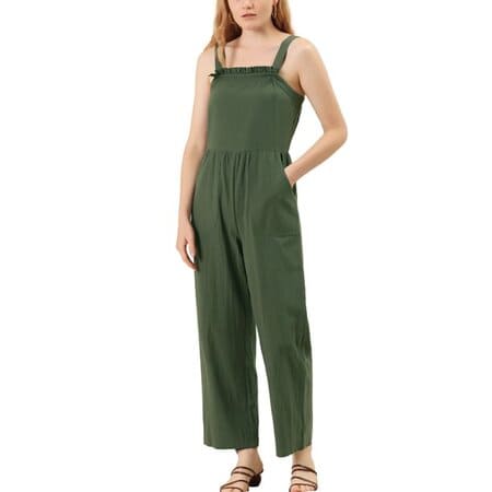 Allegra K Women's Ruffled Neck Country Style Jumpsuits