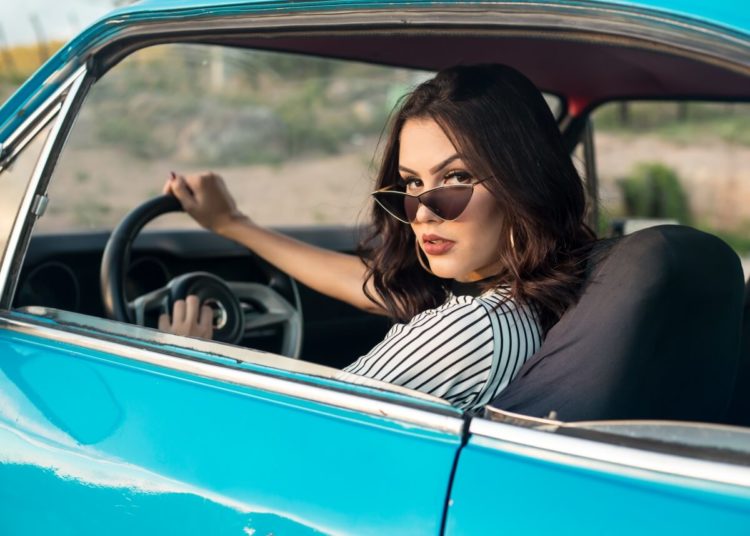 Beauty Blog Girl Driving Car