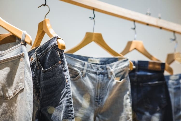 boyfriend jeans on a hanger