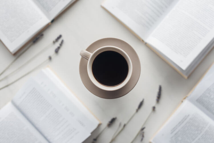 coffee surrounded books