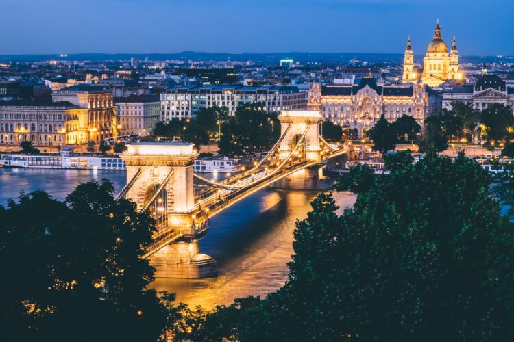 The Chain Bridge of Budapest in Hungary