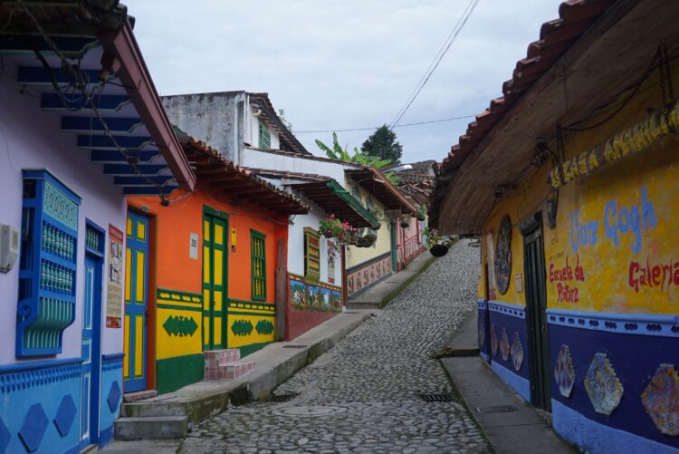 Colorful streets of Medellin in Colombia