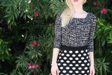 girl wearing polka dotted skirt