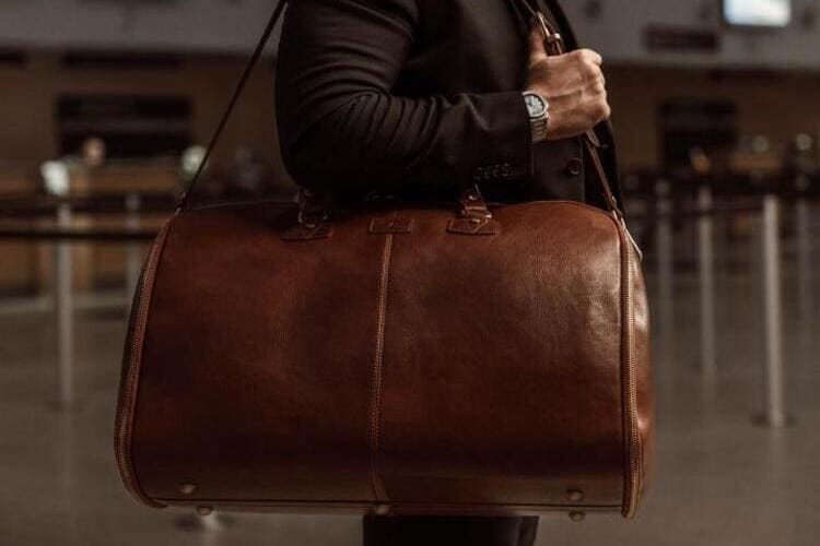 Leather garment travel bag