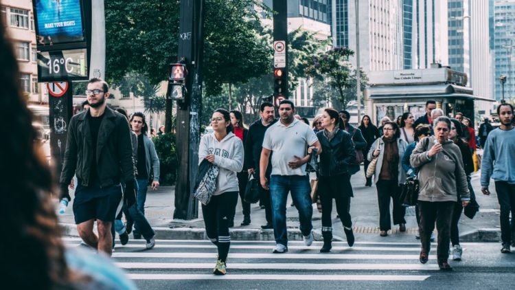 People Crossing City Street