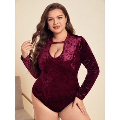 Plus Size Velvet Bodysuit