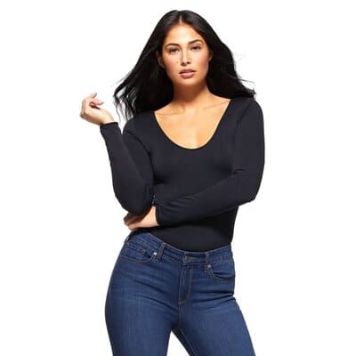 Scoop Neck Long Sleeve Bodysuit