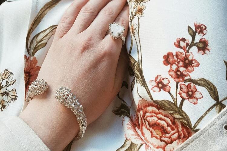 Silver-colored Ring and Bracelet