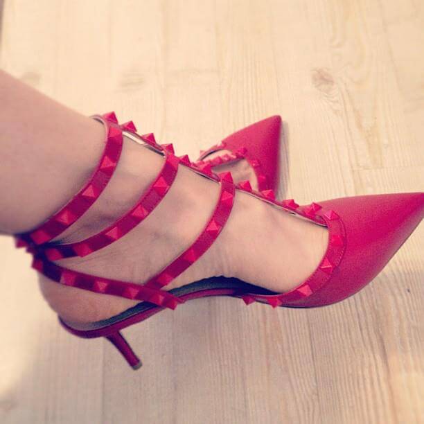 valentino red rockstud shoes