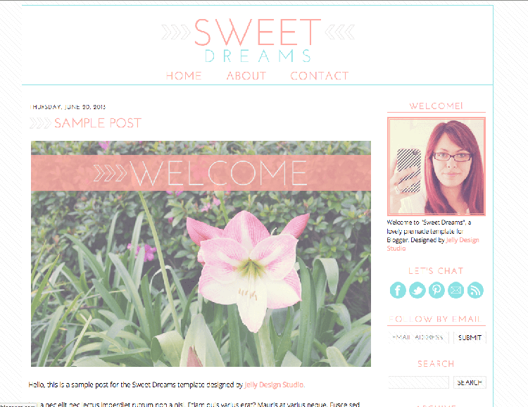 sweet dreams blogger template