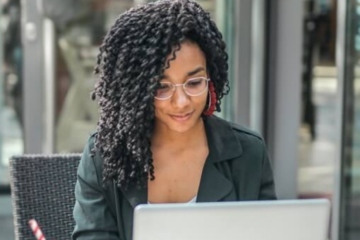 woman working on her laptop